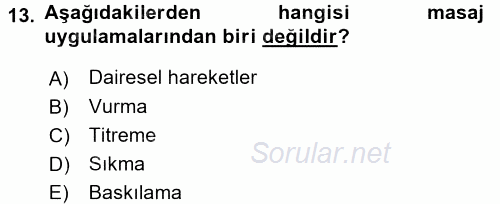 Termal ve Spa Hizmetleri 2015 - 2016 Tek Ders Sınavı 13.Soru