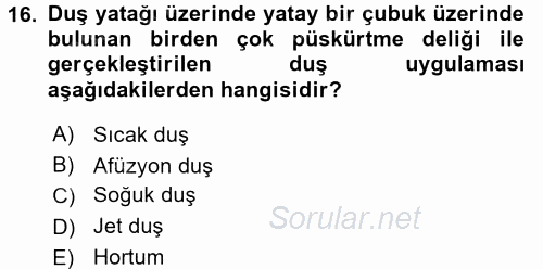 Termal ve Spa Hizmetleri 2015 - 2016 Tek Ders Sınavı 16.Soru
