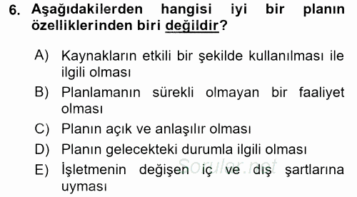 Termal ve Spa Hizmetleri 2015 - 2016 Tek Ders Sınavı 6.Soru