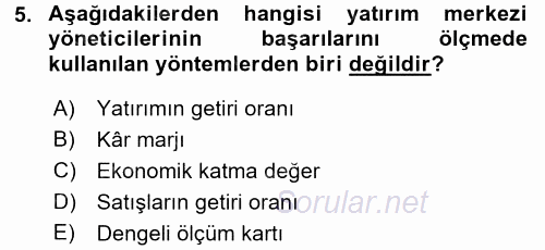 Maliyet Yönetimi 2016 - 2017 3 Ders Sınavı 5.Soru
