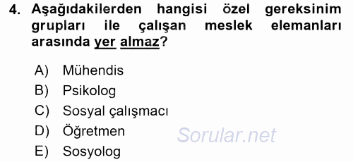 Sosyal Hizmet Kuruluşları 2016 - 2017 Ara Sınavı 4.Soru