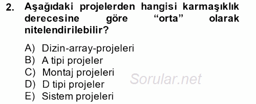 Proje Yönetimi 2014 - 2015 Ara Sınavı 2.Soru