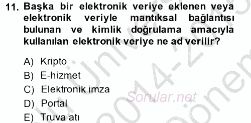 Kamu Yönetiminde Çağdaş Yaklaşımlar 2014 - 2015 Dönem Sonu Sınavı 11.Soru