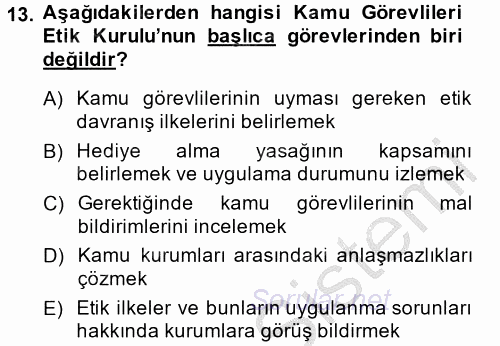 Kamu Yönetiminde Çağdaş Yaklaşımlar 2014 - 2015 Dönem Sonu Sınavı 13.Soru