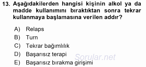 Temel Bakım Hizmetleri 2016 - 2017 3 Ders Sınavı 13.Soru