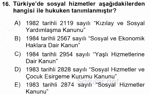 Temel Bakım Hizmetleri 2016 - 2017 3 Ders Sınavı 16.Soru