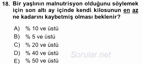 Temel Bakım Hizmetleri 2016 - 2017 3 Ders Sınavı 18.Soru