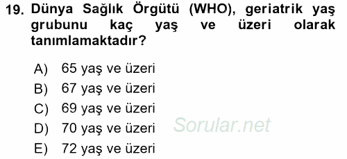 Temel Bakım Hizmetleri 2016 - 2017 3 Ders Sınavı 19.Soru