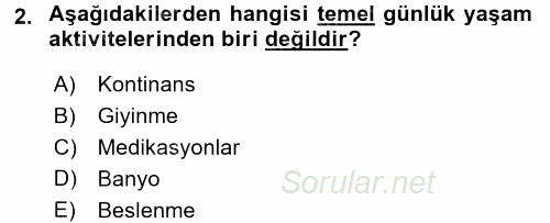 Temel Bakım Hizmetleri 2016 - 2017 3 Ders Sınavı 2.Soru
