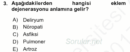 Temel Bakım Hizmetleri 2016 - 2017 3 Ders Sınavı 3.Soru