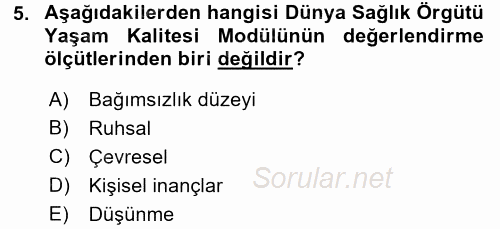 Temel Bakım Hizmetleri 2016 - 2017 3 Ders Sınavı 5.Soru