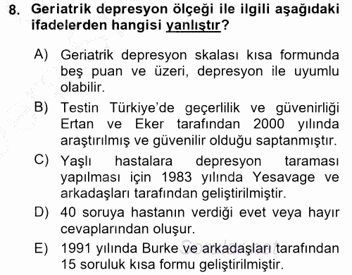 Temel Bakım Hizmetleri 2016 - 2017 3 Ders Sınavı 8.Soru