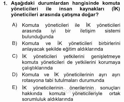 İnsan Kaynakları Yönetimi 2015 - 2016 Ara Sınavı 1.Soru