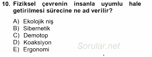 Enerji ve Çevre 2012 - 2013 Dönem Sonu Sınavı 10.Soru