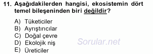 Enerji ve Çevre 2012 - 2013 Dönem Sonu Sınavı 11.Soru