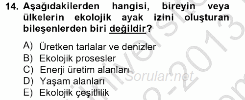 Enerji ve Çevre 2012 - 2013 Dönem Sonu Sınavı 14.Soru