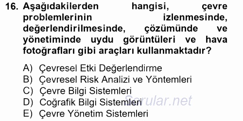 Enerji ve Çevre 2012 - 2013 Dönem Sonu Sınavı 16.Soru