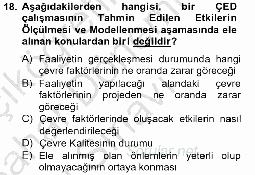 Enerji ve Çevre 2012 - 2013 Dönem Sonu Sınavı 18.Soru