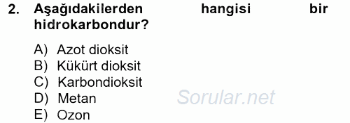 Enerji ve Çevre 2012 - 2013 Dönem Sonu Sınavı 2.Soru