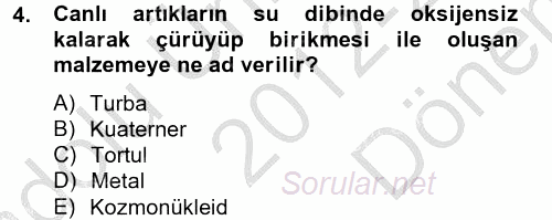 Enerji ve Çevre 2012 - 2013 Dönem Sonu Sınavı 4.Soru