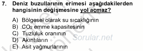 Enerji ve Çevre 2012 - 2013 Dönem Sonu Sınavı 7.Soru