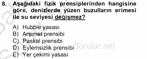 Enerji ve Çevre 2012 - 2013 Dönem Sonu Sınavı 8.Soru