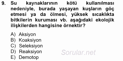 Enerji ve Çevre 2012 - 2013 Dönem Sonu Sınavı 9.Soru