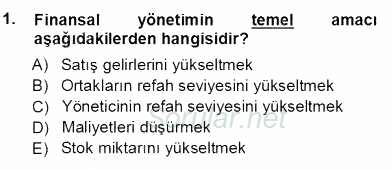 Girişim Finansmanı 2012 - 2013 Ara Sınavı 1.Soru