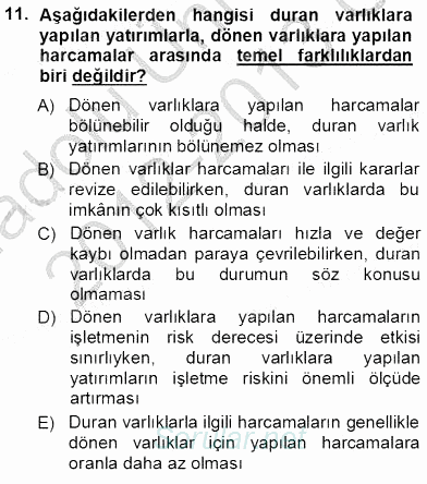 Girişim Finansmanı 2012 - 2013 Ara Sınavı 11.Soru