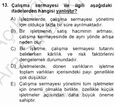Girişim Finansmanı 2012 - 2013 Ara Sınavı 13.Soru