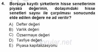 Girişim Finansmanı 2012 - 2013 Ara Sınavı 4.Soru