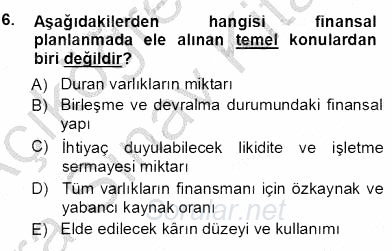 Girişim Finansmanı 2012 - 2013 Ara Sınavı 6.Soru