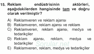Medya Ekonomisi ve İşletmeciliği 2012 - 2013 Ara Sınavı 15.Soru