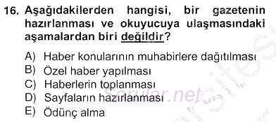 Medya Ekonomisi ve İşletmeciliği 2012 - 2013 Ara Sınavı 16.Soru