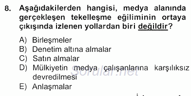 Medya Ekonomisi ve İşletmeciliği 2012 - 2013 Ara Sınavı 8.Soru