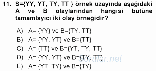 İstatistik 1 2015 - 2016 Ara Sınavı 11.Soru