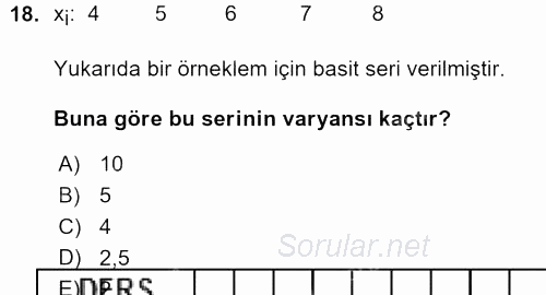 İstatistik 1 2015 - 2016 Ara Sınavı 18.Soru