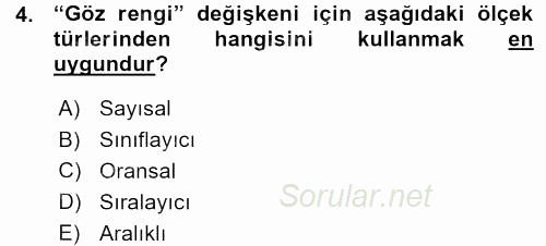 İstatistik 1 2015 - 2016 Ara Sınavı 4.Soru