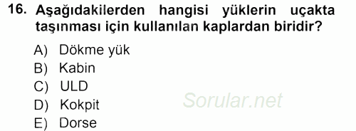 Ulaştırma Sistemleri 2012 - 2013 Ara Sınavı 16.Soru