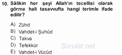 Türk Halk Şiiri 2013 - 2014 Dönem Sonu Sınavı 10.Soru