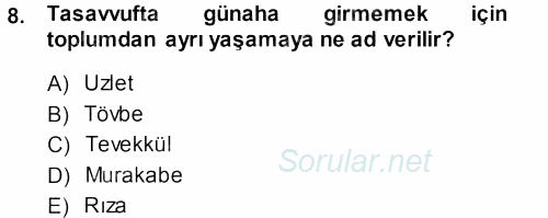 Türk Halk Şiiri 2013 - 2014 Dönem Sonu Sınavı 8.Soru