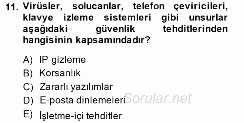 Elektronik Ticaret 2014 - 2015 Ara Sınavı 11.Soru