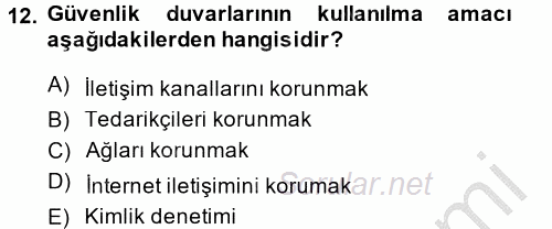 Elektronik Ticaret 2014 - 2015 Ara Sınavı 12.Soru