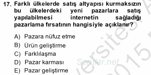 Elektronik Ticaret 2014 - 2015 Ara Sınavı 17.Soru