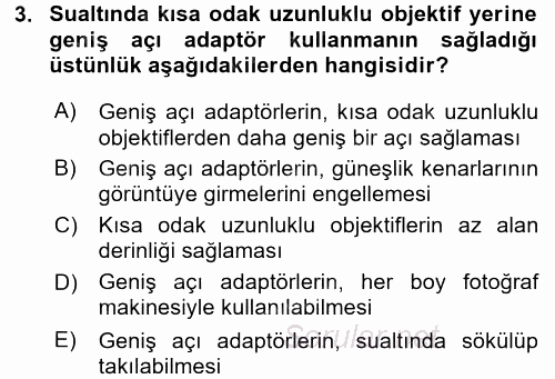 Fotoğrafın Kullanım Alanları 2016 - 2017 Dönem Sonu Sınavı 3.Soru