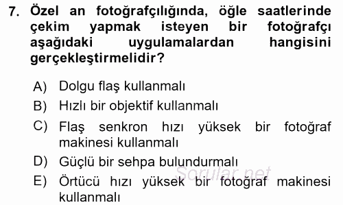 Fotoğrafın Kullanım Alanları 2016 - 2017 Dönem Sonu Sınavı 7.Soru