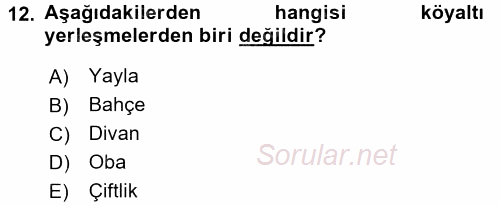 Toplumsal Yaşamda Aile 2016 - 2017 3 Ders Sınavı 12.Soru