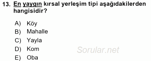 Toplumsal Yaşamda Aile 2016 - 2017 3 Ders Sınavı 13.Soru