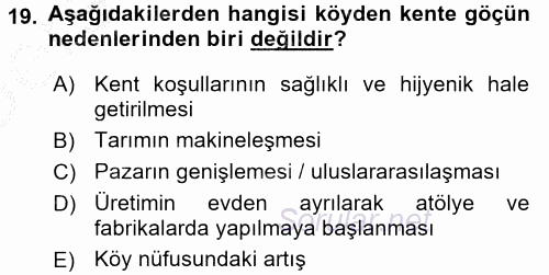 Toplumsal Yaşamda Aile 2016 - 2017 3 Ders Sınavı 19.Soru