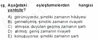 Türkçe Biçim Bilgisi 2013 - 2014 Dönem Sonu Sınavı 18.Soru